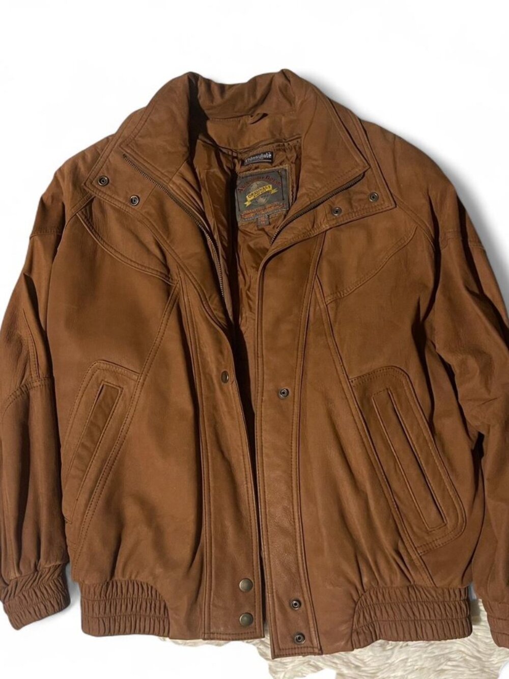 Vintage Wilsons Leather Adventure Bound Bomber Jacket Brown Thinsulate Size M